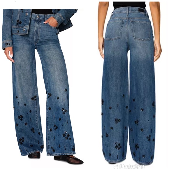 DL1961 Denim - DL1961 Hepburn Wide Leg High Rise Jeans in Embellished New with Tags!